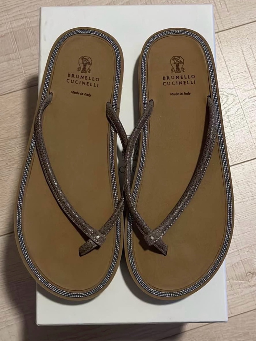 Authentic Brunello Cucinelli Embellished Flip Flops – Size 36